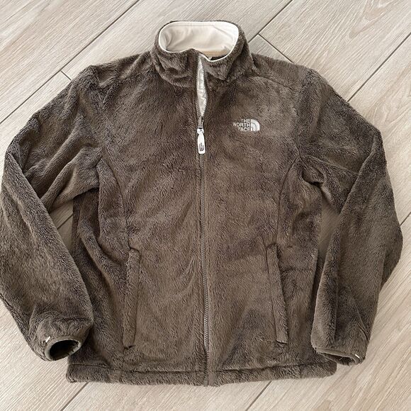 THE NORTH FACE Osito Fleece Jacket Womens MEDIUM Brown Borg Full Zip Fuzzy Coat - Picture 1 of 9
